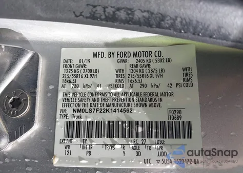 2019 Ford Transit Connect Xlt z USA, uszkodzony, nr VIN NM0LS7F22K1414562